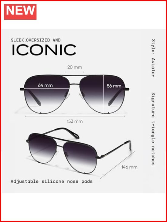 Oversized Polarized Aviator Sunglasses with UV Protection